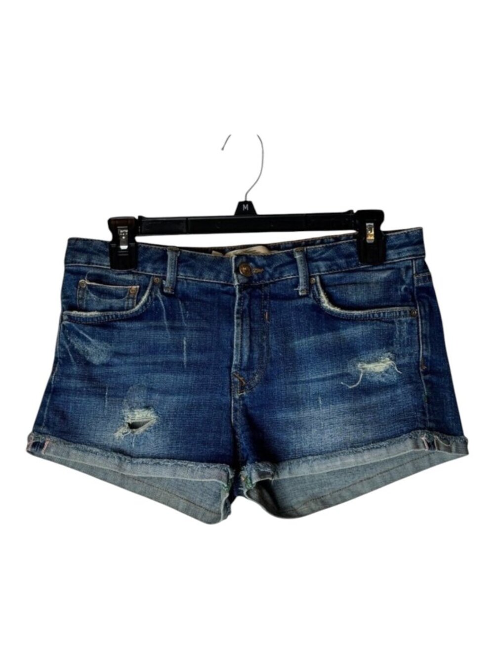 Zara‎ Woman Shorts Women 4 Blue Premium Selvedge Denim Distressed Jean Shorts